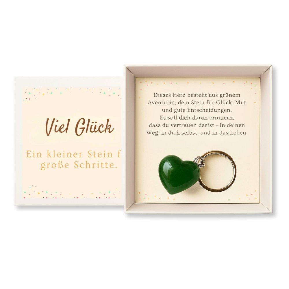 Milaboo Handmade Gift Box with Gemstone Heart Pendant, Personal Message (Good Luck - Aventurine)
