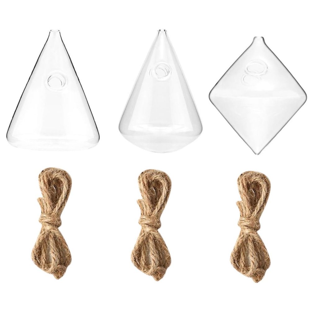 Transparent Geometric Glass Vase for Hydroponic Plants