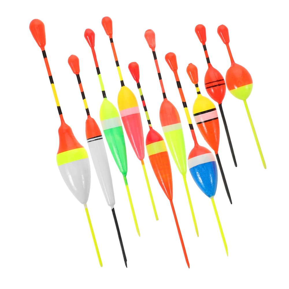 SOIMISS Fishing Floats, Highly Sensitive, 10-Piece Plastic Set, Random Colors