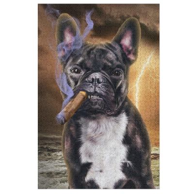 French Bulldog with Cigar Wooden Puzzle, 1,000 Pieces