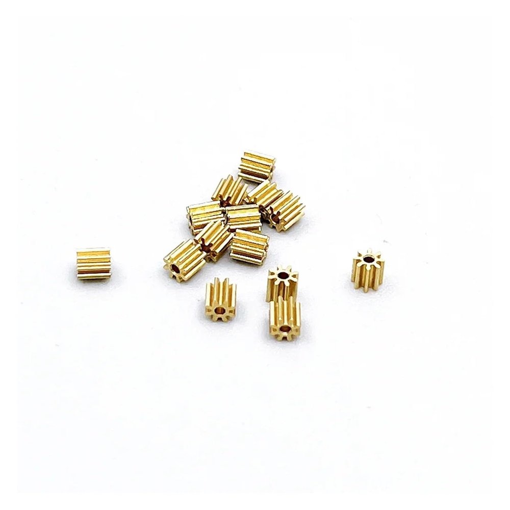 5-Piece Lot 0.3 Module 16T Metal Copper Gear with 1.98 mm Bore for 1 mm, 1.5 mm, or 2 mm Shafts