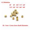 5-Piece Lot 0.3 Module 16T Metal Copper Gear with 1.98 mm Bore for 1 mm, 1.5 mm, or 2 mm Shafts view 2