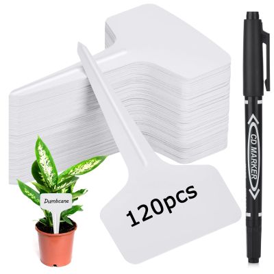 Darfukei Plant Labels, 120 Count, T-Type, Waterproof, with Permanent Marker