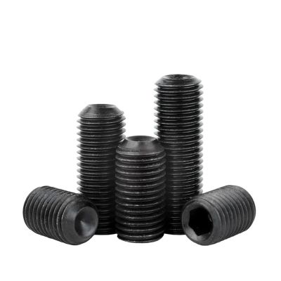 Set Screws, M1.6–M8, Grade 12.9 Carbon Steel, Hex Socket, Headless, Concave Tip (M6, 5 pcs, 35 mm)