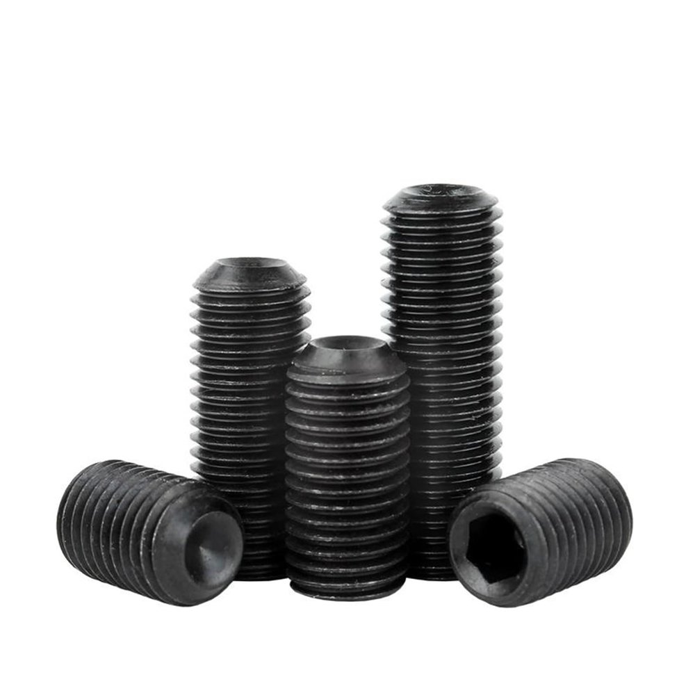 Set Screws, M1.6–M8, Grade 12.9 Carbon Steel, Hex Socket, Headless, Concave Tip (M6, 5 pcs, 35 mm)