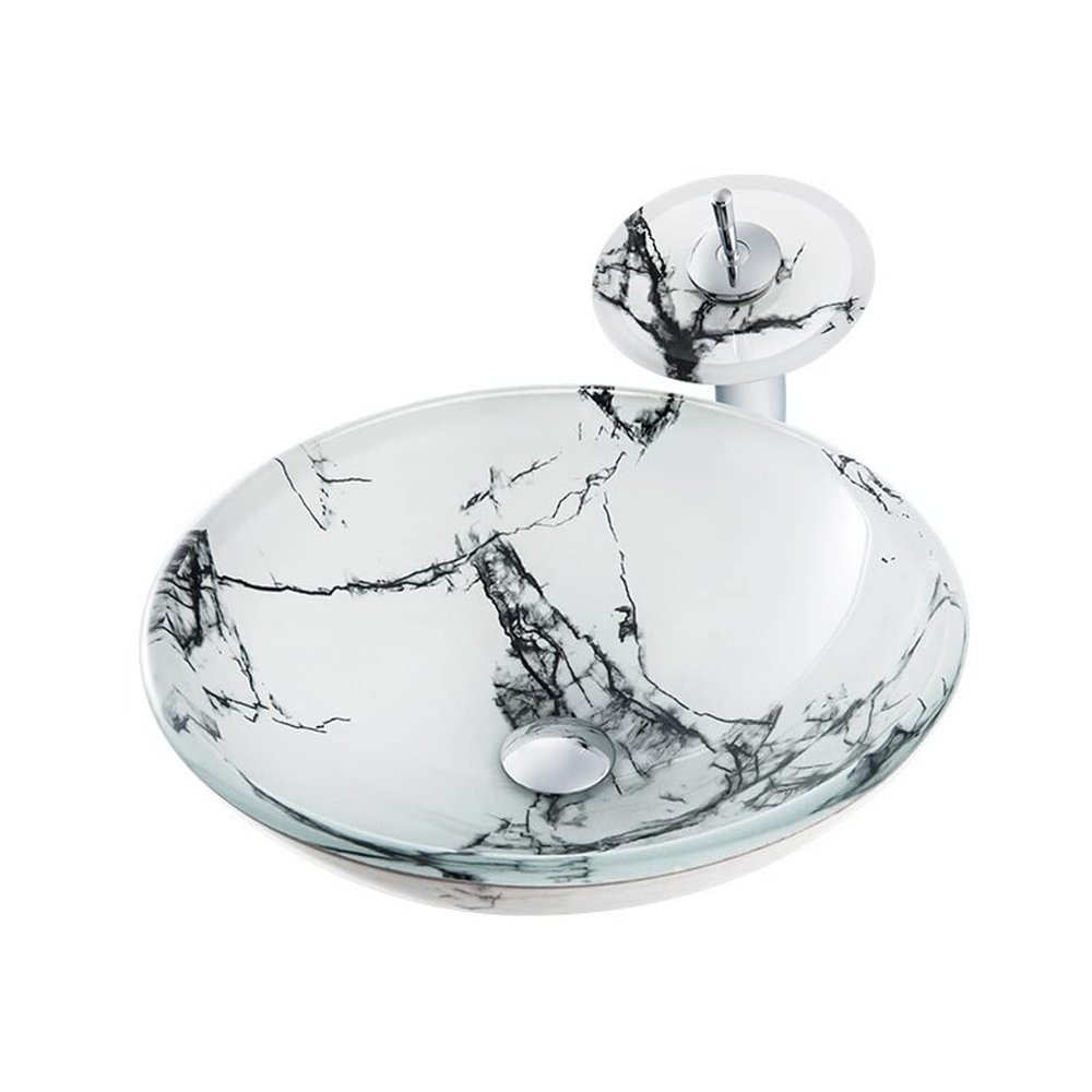 QUSYZD Modern Tempered Glass Countertop Bathroom Sink