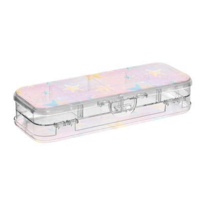 Amooorous Plastic Pencil Box with Snap Closure, sem Blush Design, Stars