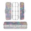 Amooorous Transparent Double-Layer Hard Pencil Case with Rainbow Glitter Leopard Design view 2