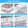 Amooorous Transparent Double-Layer Hard Pencil Case with Rainbow Glitter Leopard Design view 4