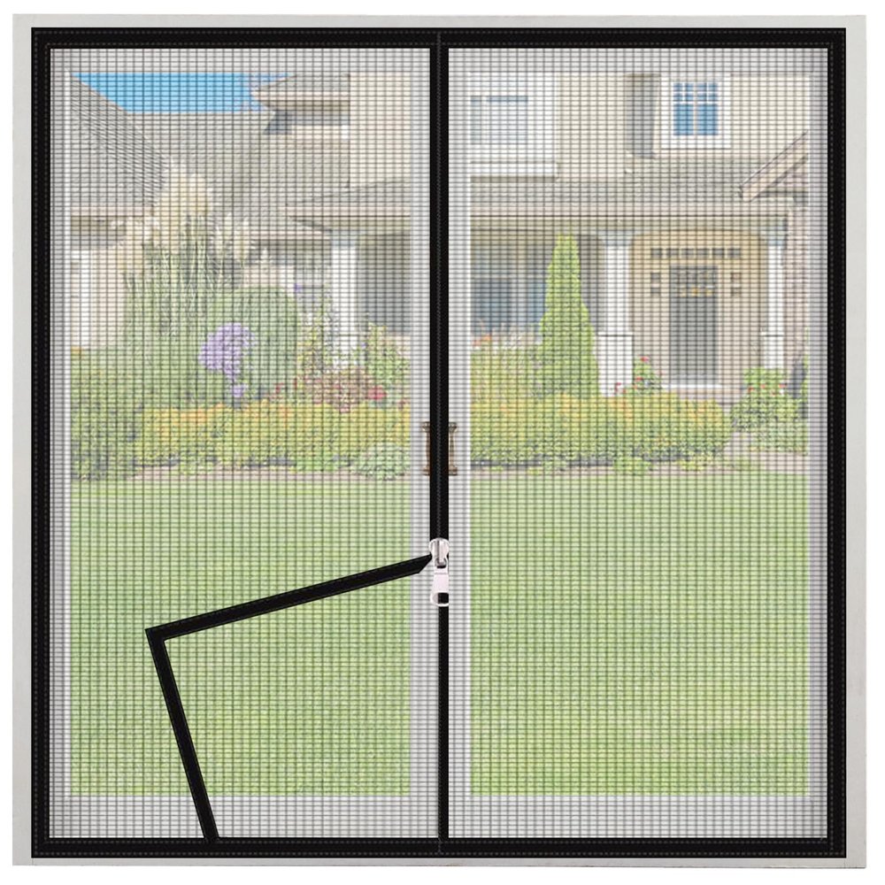 Window Insect Screen with Semi-Transparent Self-Adhesive Zipper, Gray, 130 x 150 cm