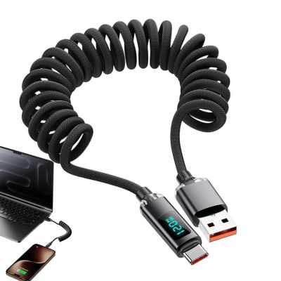 Hitburu Charging Cable – 120W Spring Cable with Digital Display, 1 m