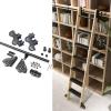 DRFGNF Retractable Sliding Library Ladder Hardware Kit, Complete Rolling Rail Set (Ladder Not Included), Mobile Round-Tube Rail with Floor Wheels, 3.3–20 ft (20 ft) view 1
