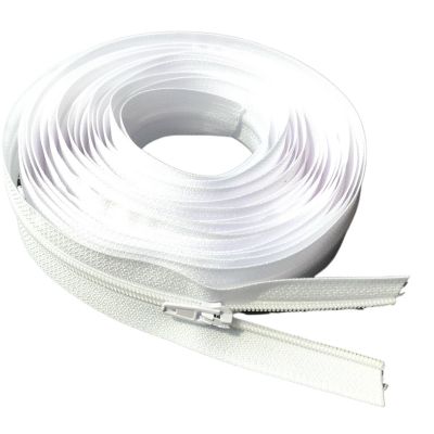 ZMCGNO 10-Meter 3-Color Nylon Zipper Roll with 20 Auto-Lock Sliders, White