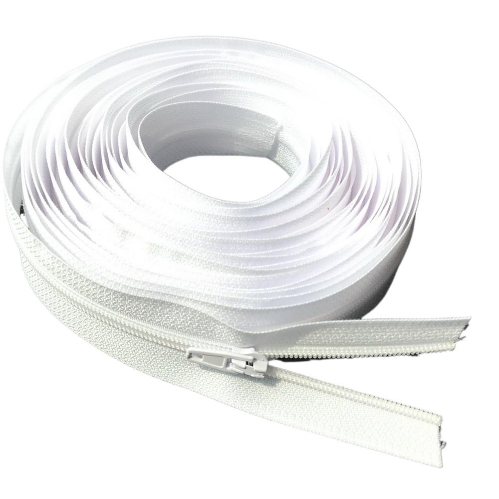 ZMCGNO 10-Meter 3-Color Nylon Zipper Roll with 20 Auto-Lock Sliders, White