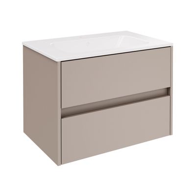 FACKELMANN Compact Line Bathroom Vanity with Ceramic Sink, Cashmere/Gray, 71 in. Wide
