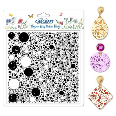 CHGCRAFT Retro Polka Dot Geometric Silicone Texture Mat for Polymer Clay, 5.5 x 5.5 in