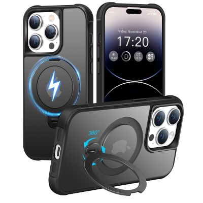 HuwaiH 360° Magnetic Stand Case for iPhone 14 Pro, Black