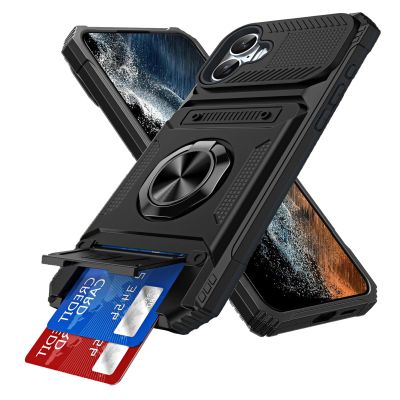 IMEIKONST Rugged Case for iPhone 16e / 17e, Card Holder, Black, TCKB
