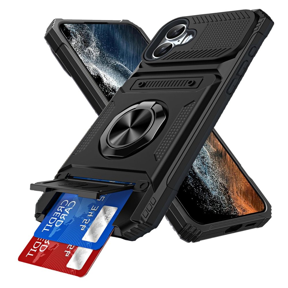IMEIKONST Rugged Case for iPhone 16e / 17e, Card Holder, Black, TCKB
