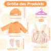 WanderGo Baby Doll Clothes for 35–43 cm Dolls, 4-Piece Outfit with Top, Bib Overalls, Knit Hat, Socks and 2 Pink Hangers view 2