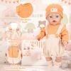 WanderGo Baby Doll Clothes for 35–43 cm Dolls, 4-Piece Outfit with Top, Bib Overalls, Knit Hat, Socks and 2 Pink Hangers view 4