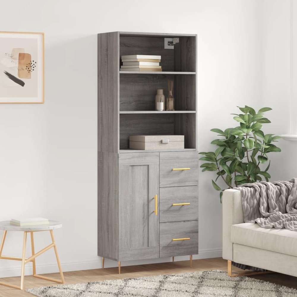 LLEZKBR Sonoma Gray Highboard 69.5 x 34 x 180 cm