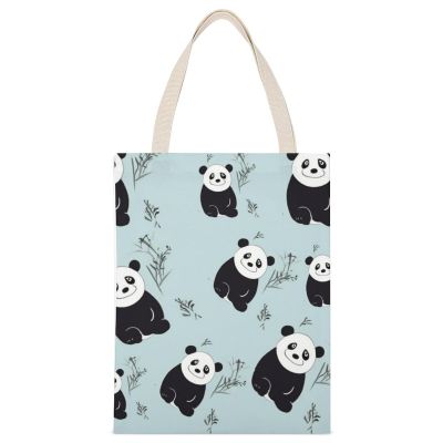 BVKWNTSA Large-Capacity Canvas Tote Bag, Panda Bear Design