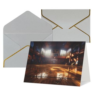 WLKSNBVD Basketball Court Greeting Card with Envelope, Thinking of You, 4 x 6 in, Blank