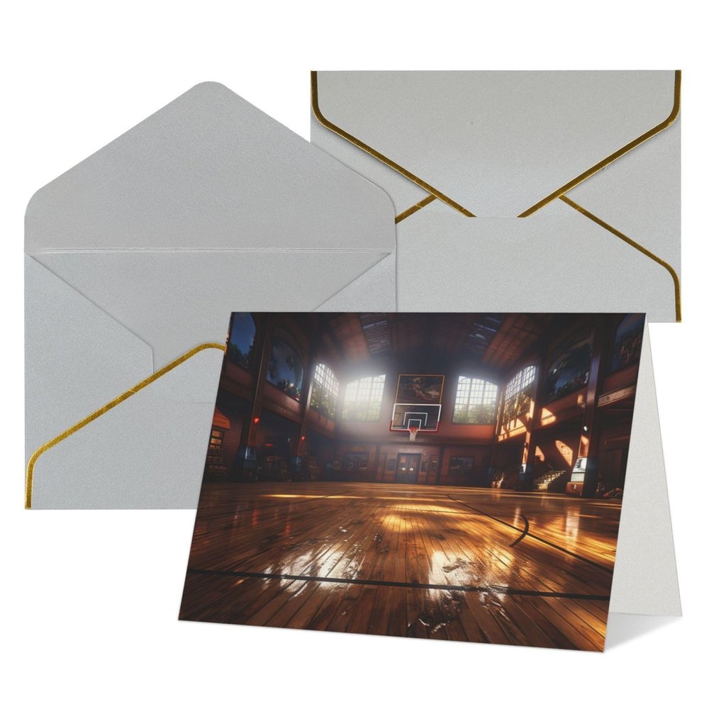 WLKSNBVD Basketball Court Greeting Card with Envelope, Thinking of You, 4 x 6 in, Blank