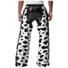 Sywiyi Men's Vintage Western Cowboy Chaps Cow Print Costume Pants, Black & White, XL view 2