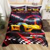 Race Car Duvet Cover Set, 220 x 240 cm, Red/Black Honeycomb view 1