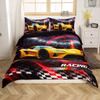 Race Car Duvet Cover Set, 220 x 240 cm, Red/Black Honeycomb view 2