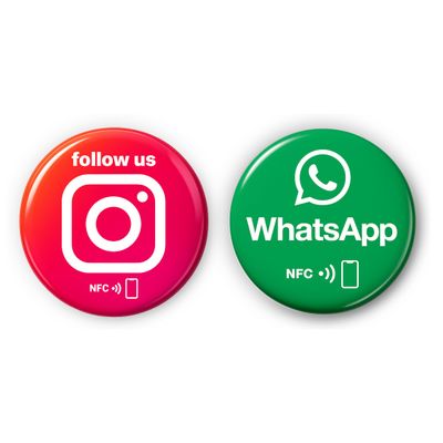 Mix Set: 1 Instagram Follow Us Sticker + 1 WhatsApp Counter Sticker, 3 cm