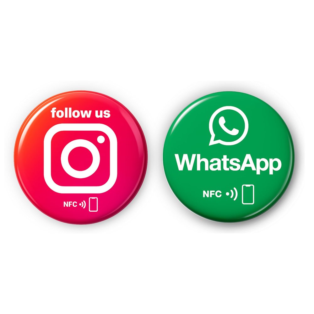 Mix Set: 1 Instagram Follow Us Sticker + 1 WhatsApp Counter Sticker, 3 cm