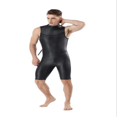 2 mm Neoprene Shorty Wetsuit for Men, Black, Sleeveless, Size S