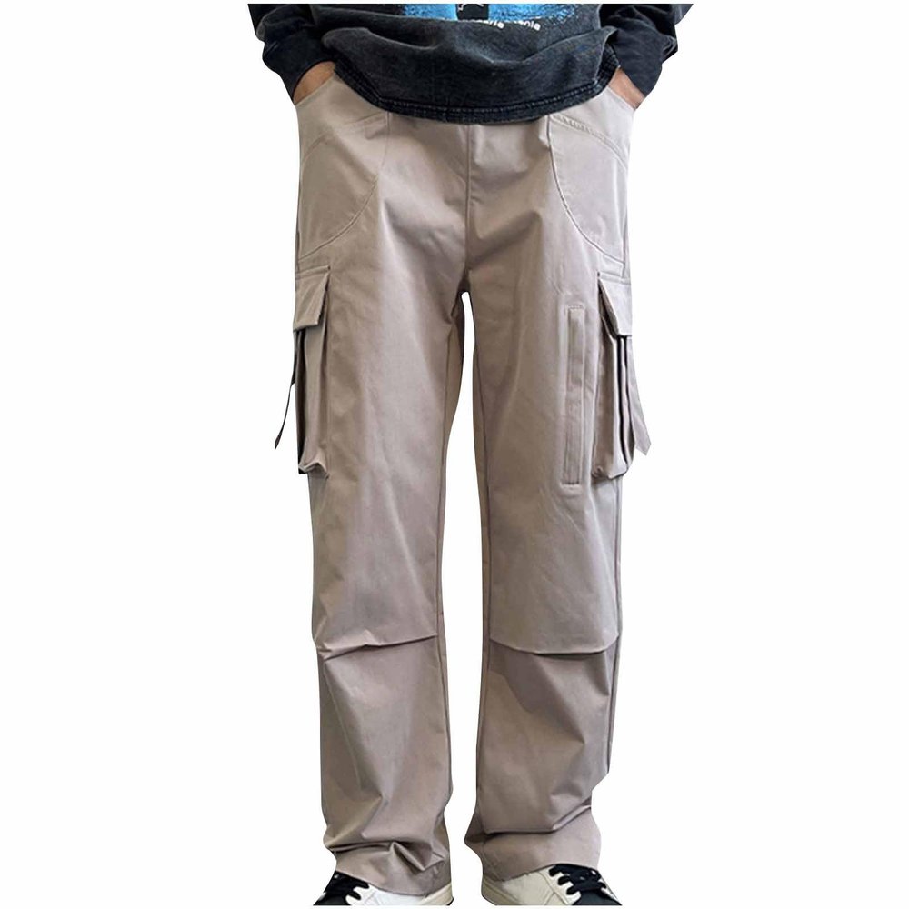 Men's Cargo Pants, Long Work Pants with Large Pockets, Lightweight Outdoor Pants, Straight-Leg Casual Trousers