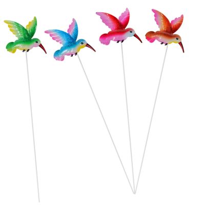 NULYLU 4-Piece Metal Garden Stake Bird Sculptures, Colorful Decorative Iron Stakes for Lawns, Beds and Flower Boxes