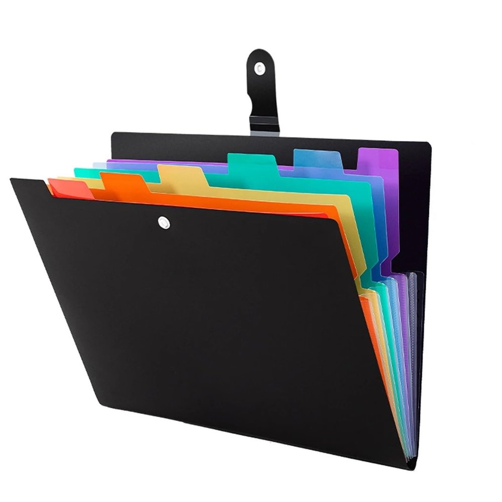 A4 Expandable Accordion File Organizer, 300–500 Sheets, Black, with Tabs