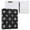 Quteprint 3-Ring Binder, White Snowflake Pattern, 3.8 cm, with 3 Clear Pockets and Clipboard view 2