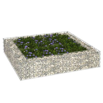 Gabion Raised Garden Bed, Galvanized Steel, 100 x 100 x 20 cm