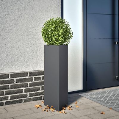 Anthracite Triangular Steel Planter Box 30 x 26 x 75 cm