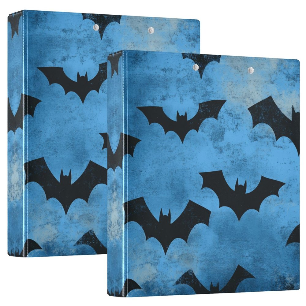 Quteprint 3-Ring Binder, Halloween Bats, 3.8 cm, with 3 Clear Pockets and Clipboard, Holds 200 Sheets