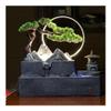 Creative Tabletop Fountain with Mini Rock Garden Aquarium, Feng Shui Waterfall Decor for Office and Living Room view 3