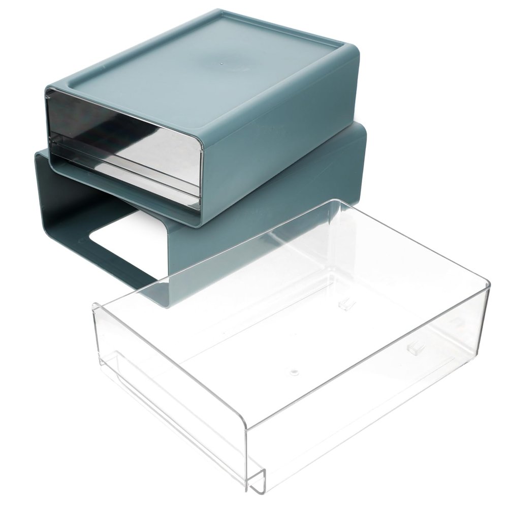 Stackable Storage Containers with Drawers, 2-Pack, Blue