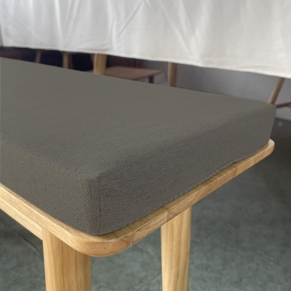 AZMAHT Linen Bench Cushion, Gray, 90 x 45 x 2 in