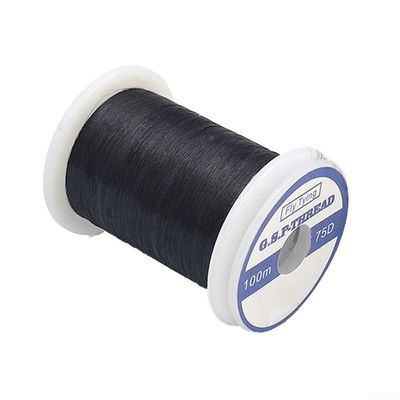 100 m Fly-Tying Thread, 75D, Strong Construction for Effective Fly-Fishing Applications (Black)