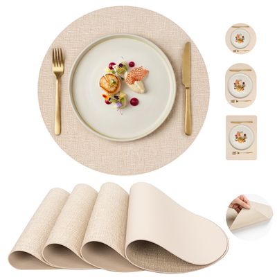 Promattoo Faux Leather Placemats, Set of 4