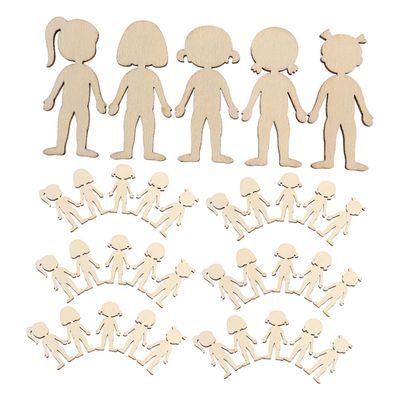 BESPORTBLE 100-Piece Unfinished Wooden Girl Figures, Natural Wood Cutouts for Crafts, Random Styles