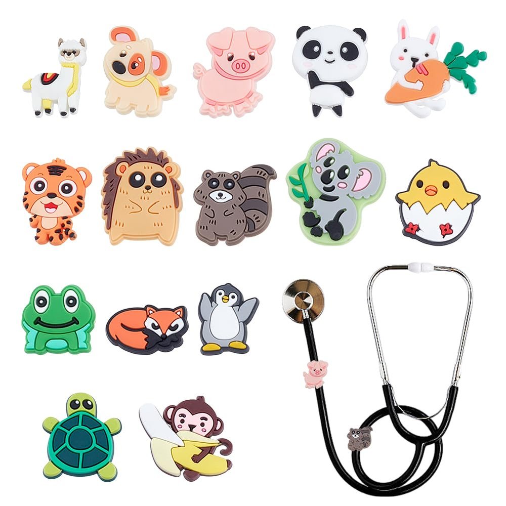 WEBEEDY 15-Style Cute Animal Stethoscope Charms