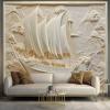 ZEZILE Custom 3D Relief Boat Wall Mural Wallpaper view 1